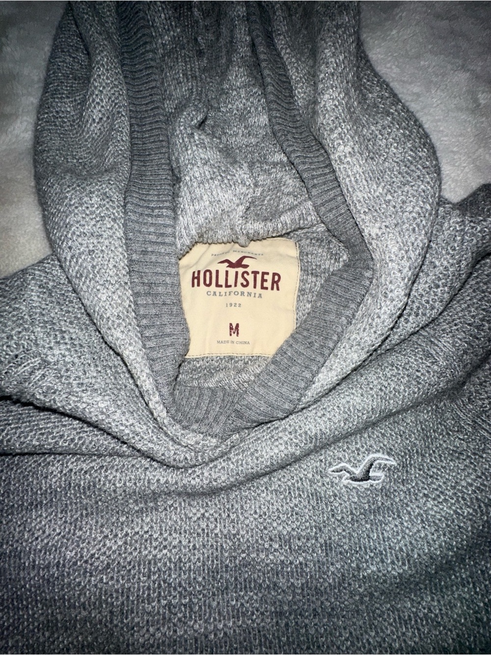 Hollister Men's Gray Hooded Knit Sweater